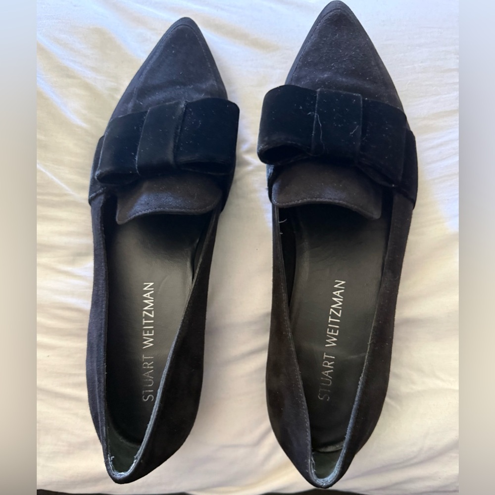 Stuart Weitzman Atabow Velvet Bow Loafers, which originally retailed for $420.00